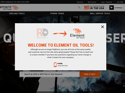 Element Oil Tools Pop Up