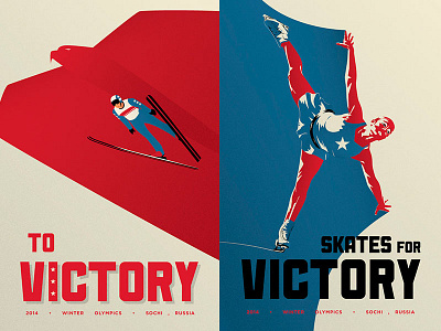 To Victory Winter Olympics Poster Series design illustration propaganda victory vintage winter olympics world war ii