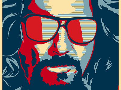 The Dude Abides abide big lebowski coen brothers dude hope illustration minimalist obama propaganda shepard fairey the dude abides