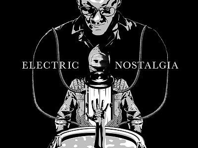 Electric Nostalgia Poster black and white electric nostalgia hand illustration logo minimalist robots sci fi science fiction thriller wires