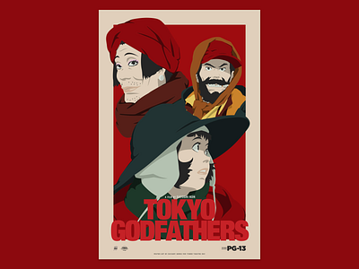 Tokyo Godfathers branding design filmmaking illustration minimal minimalist movie movie poster movies satoshi kon simple tokyo godfathers typography vector vector art vector illustration