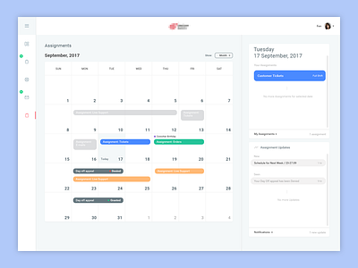 Work Schedule app calendar crm dashboard hub schedule web