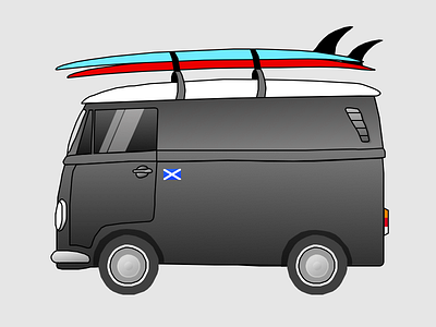 Surf Van illustration longboards scotland simple sketch surf surfing van vw van