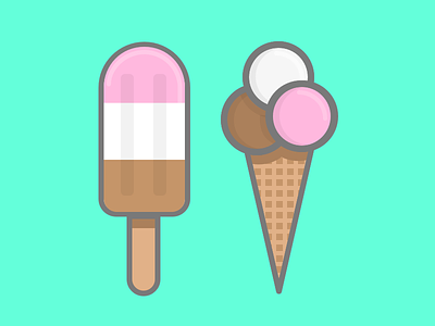 Summer's coming ice block ice cream icons illustration sketch