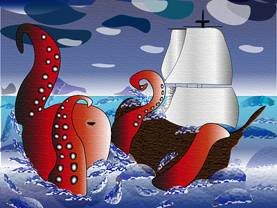 Kraken digital graphic design illustration illustrator