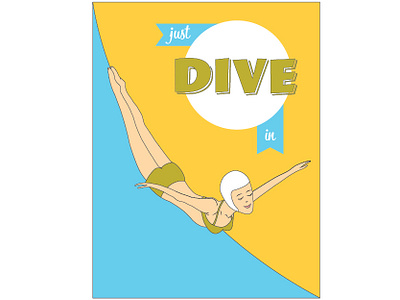 Just Dive In original illustration adobe illustrator graphic design illustration retrodesign