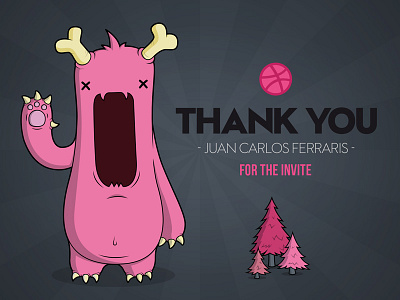 Thank you Juan Carlos Ferraris character debut dribbble illustration invite mostros pine vector