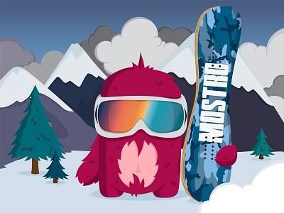 Chester character cloud draw mountain pine snow vector