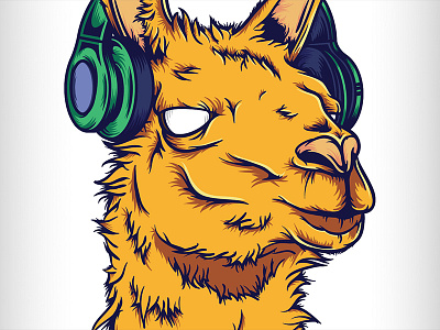 Llama - Illustration WIP brush hair headphones illustration lama lights llama shadows sound tablet vector wacom