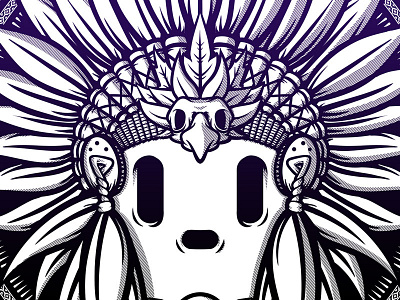 Indio #4 - Silkscreen WIP brushes character feathers illustrator lines shadows silkscreen wacom