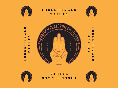 Three Finger Salute badge branding design finger graphic design illustration logo logotype salute three typography vintage