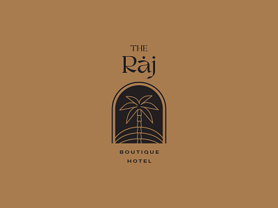 The Raj Hotel Badge badge boutique brand branding desert design graphic design hotel illustration logo logotype morocco palm tree typography