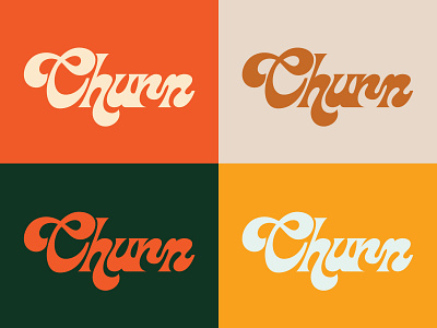 Churn 70s brand branding design font funky graphic design logo logotype retro type typography