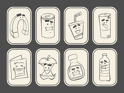 Recycling Characters character character design funny illustration minimal monochrome recycle simple