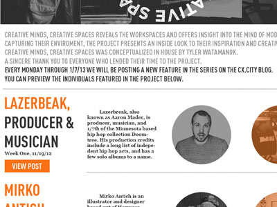 Creative Minds, Creative Spaces Lander WIP lander landing page web
