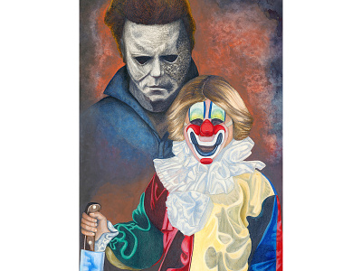 Childhood Memories 80s slasher colored pencil films halloween horror illustration ink portrait scary movies slasher spooky the boogeyman traditional media