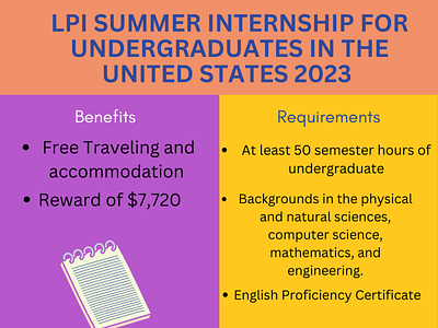 Online internship opportunity for undergraduates. lpi summer internship 2023