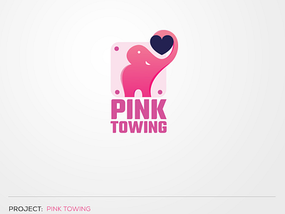 Pink Towing design elephant elephant logo illustration logo logotype vector