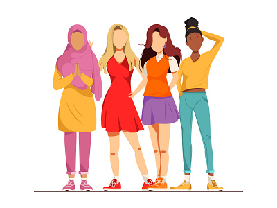 Woman Power character college design diversiity girl graphic design illustration people together vector woman womans day