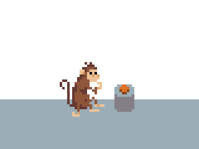 Submit your billable hours, please animation banana button monkey pixel art