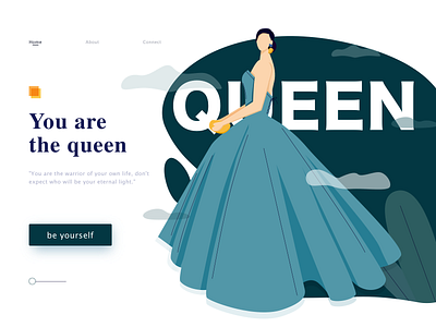 queen banner branding design flat illustration portrait design typography