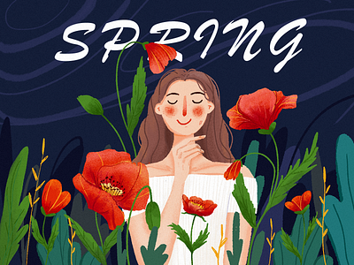 Spring illustration typography ui ux design