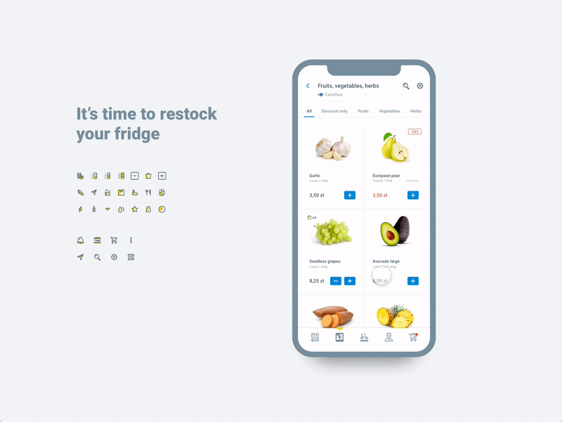 Mobile application for online grocery shopping and cooking adobe adobexd app application cooking dx grocery icon icons recipes ui ux