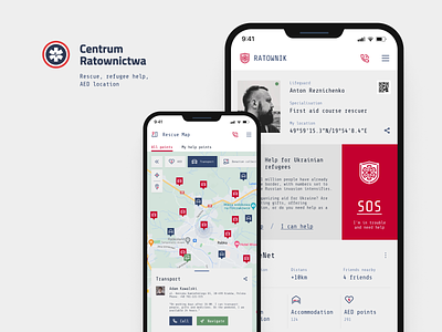 Ratownik - App for Polish rescuers and those who need help aed aid app application courses design e-learning emergency flatdesign help icon map mobile navigation poland refugee rescue ui uidesign ux