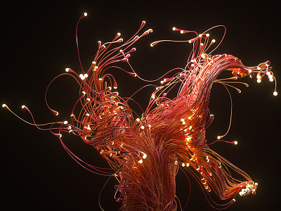 A tree of light c4d grow light octane particles render strings