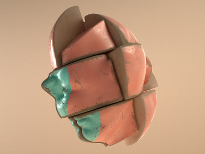 Rubics head 3d art artwork c4d color cube design hair head octane