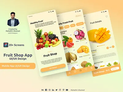 Fruit Shop App User Inter Face Design | UI/UX Design 3d animation branding business logo design graphic design illustration logo logo design logo making motion graphics ui ux vector