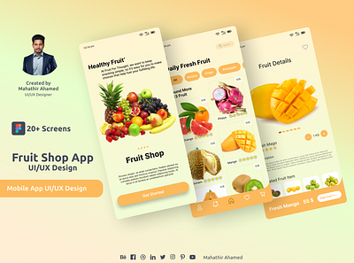 Fruit Shop App User Inter Face Design | UI/UX Design 3d animation branding business logo design graphic design illustration logo logo design logo making motion graphics ui ux vector