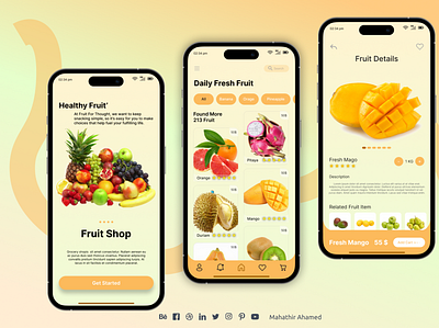 Fruit Shop App User Inter Face Design | UI/UX Design 3d branding business logo design figma graphic design illustration logo logo design logo making mobile application ui uiux ux vector