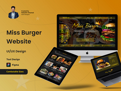 Miss Burger Website UI/UX Design branding business logo design illustration logo logo design logo making ui user inter face design ux vector web design