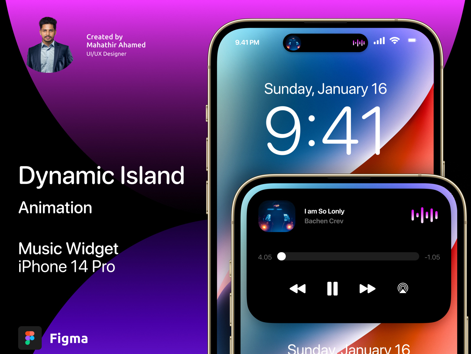 Music Widget iPhone 14 Pro Dynamic Island Animation UI/UX by