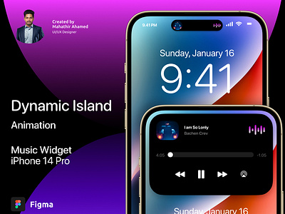 Music Widget | iPhone 14 Pro | Dynamic Island Animation | UI/UX