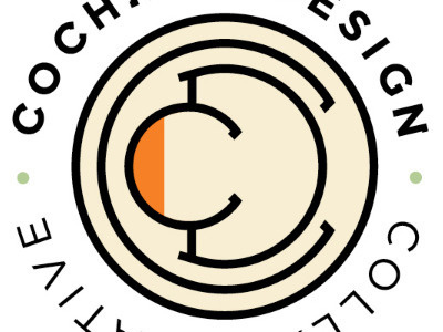 Cochran Design Collaborative black circle green identity logo orange round type