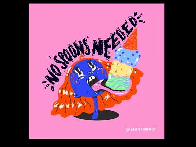 no spoons needed characterdesign climatechange colorful design graphicdesign icecream illustration illustration art plastic typography