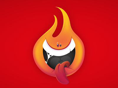 Just a crazy flame character crazy design flame fun illustration smile tongue vector