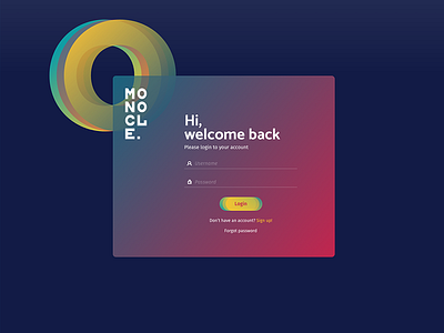 Login. colorful app login monocle webdesign welcome