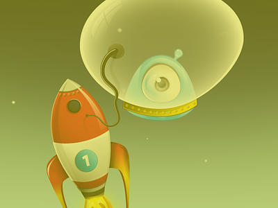 Rocket dudething rrrr bulb connection eye illustrator monster oxygen rocket space surprise vector