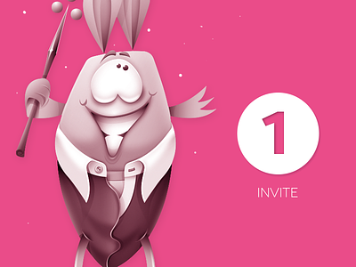 Dribbble invite! invite magic magician one rabbit smile suit