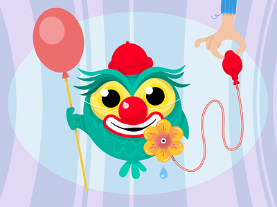 Owl series balloon character clini clown fun illustration nose owl red sox vector