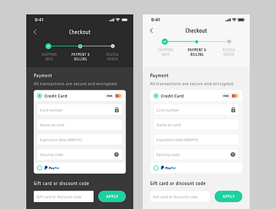 Billing & Payment - Mobile Checkout billing checkout form e commerce e commerce shop mobile payment form ui ux