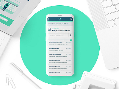 Citizen Postbox – E-Government Portal Augsburg authority citizen e government e services electronic government green heartshaped mail client postbox ux ui design vue.js