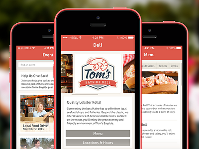 Tom's App app bay branding deli iphone lobster maine mobile restaurant roll seafood