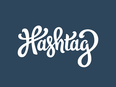 Hashtag blue custom hand lettering hashtag script type typography