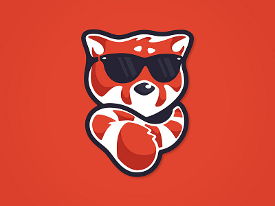 Red Panda Sticker bad ass cool cute illustration red panda scarf shades sticker sun glasses tail