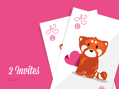 2 invites cards draft dribbble invitations invites playing red panda