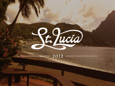 St. Lucia beach curl landscape mountains ocean sand script st. lucia type typography water